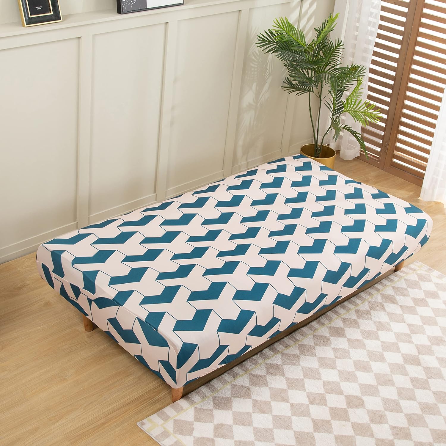 Armless Futon Slipcovers Stretch Folding Sofa