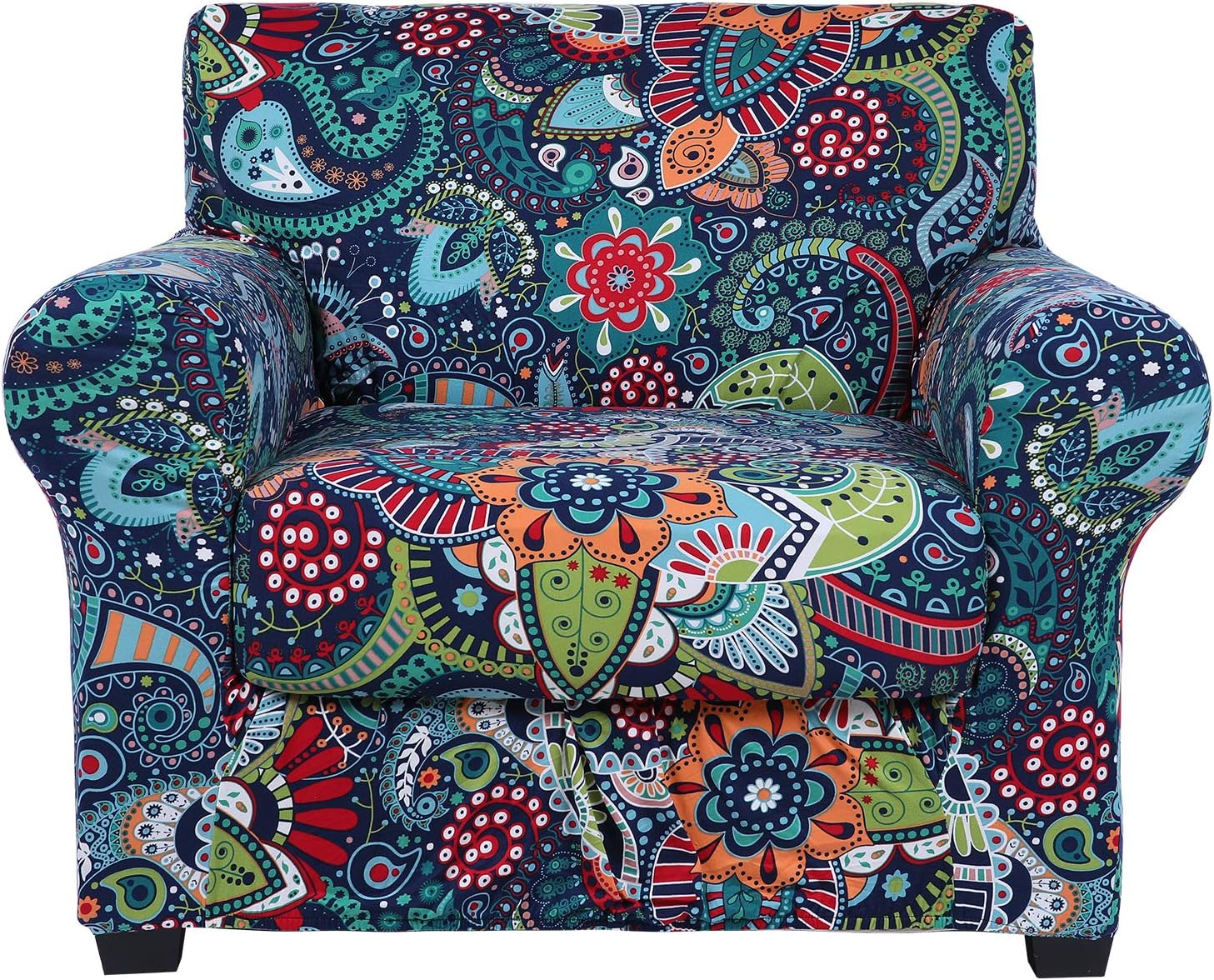 hyha Couch Covers, Chair/Sofa Covers, Floral Pattern, Stretch, Printed, 2 Pieces, Armchair Slipcover, Separate Couch Cushion Slipcover, Furniture Protector for Dogs(Armchair, Paisley Floral)