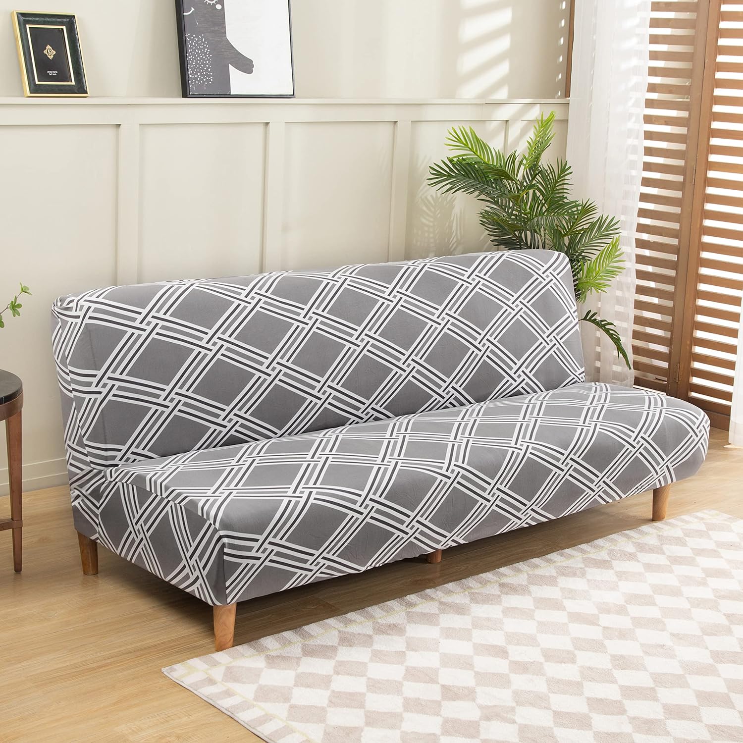 Armless Futon Slipcovers Stretch Folding Sofa