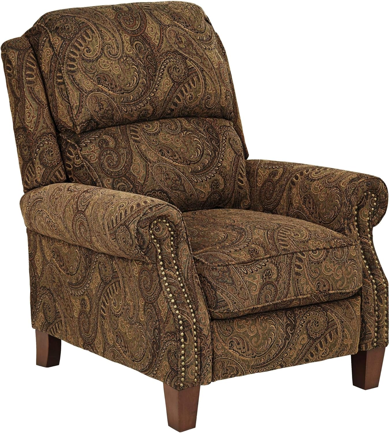 Warm Brown Paisley Patterned Recliner Chair