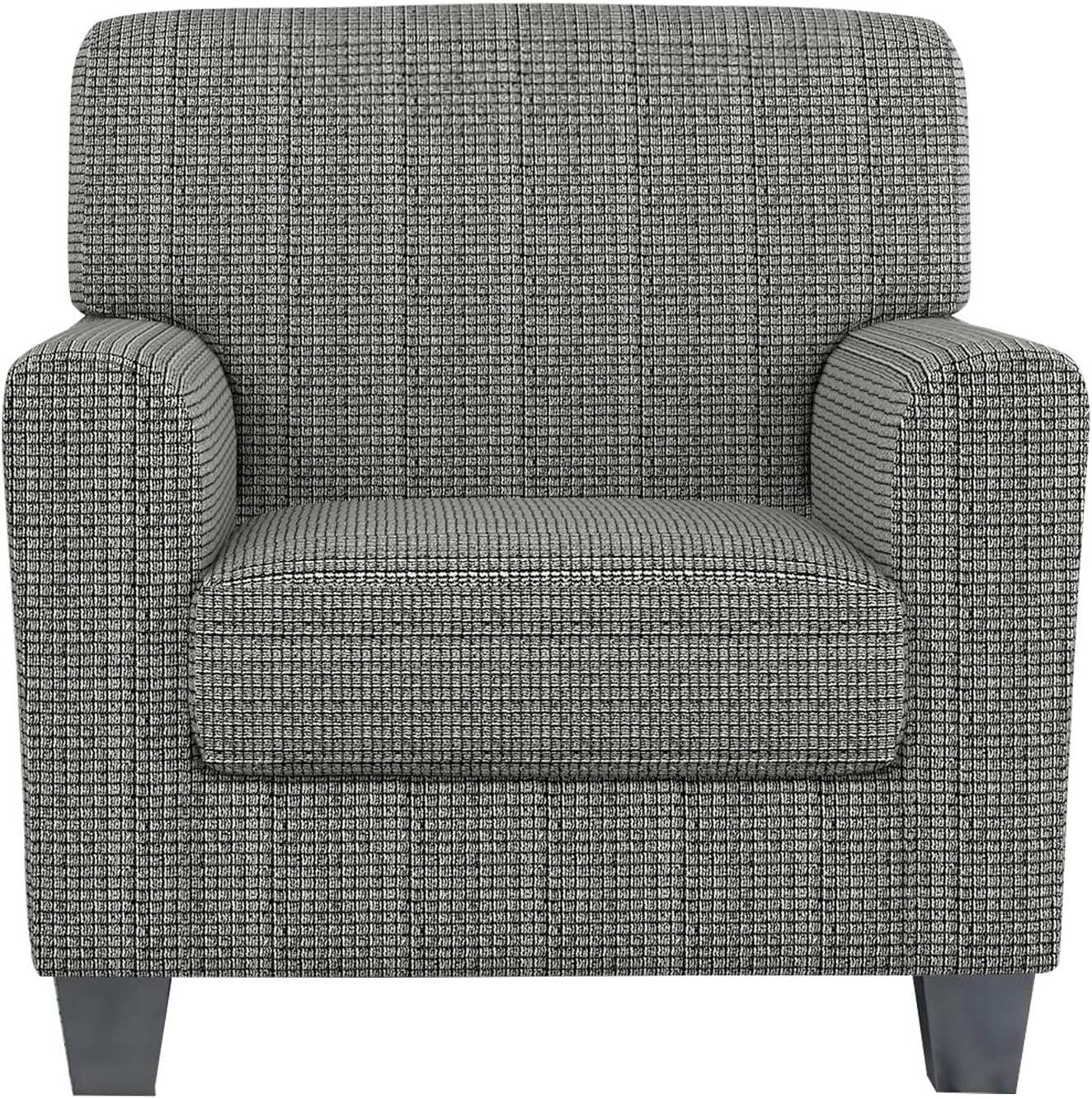 ZNSAYOTX 2 Piece Chair Covers for Living Room with Arms Anti Slip Stretch Arm Chair Slipcovers Sofa Armchair Slipcover Machine Washable Furniture Protector (Black and White, Chair)