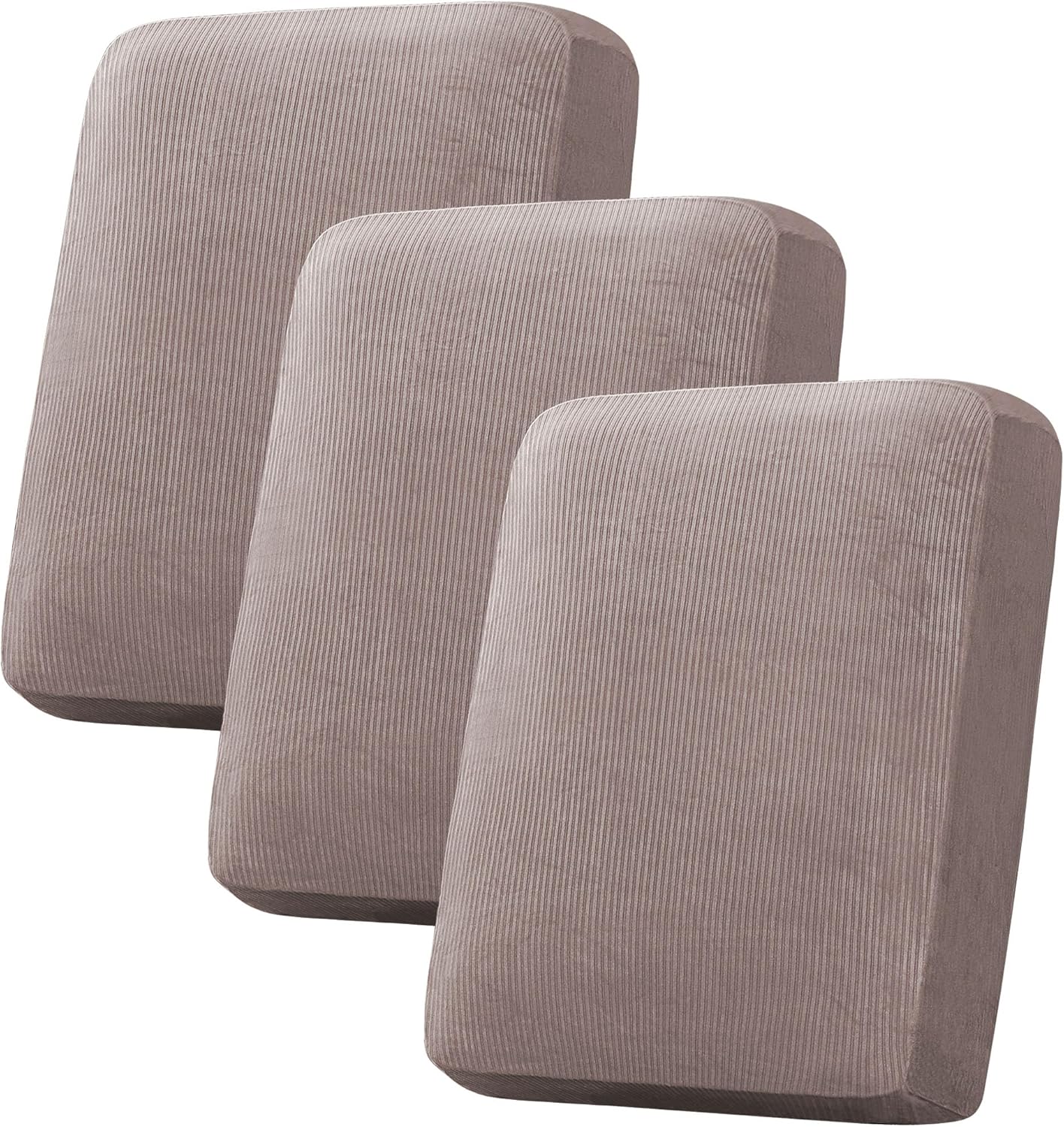 H.VERSAILTEX Velvet Stretch Couch Cushion Cover Plush Cushion Slipcover for Chair Loveseat Sofa Cushion Furniture Protector Seat Cushion Sofa Cover (3 Piece Sofa Cushion Covers, Ivory)