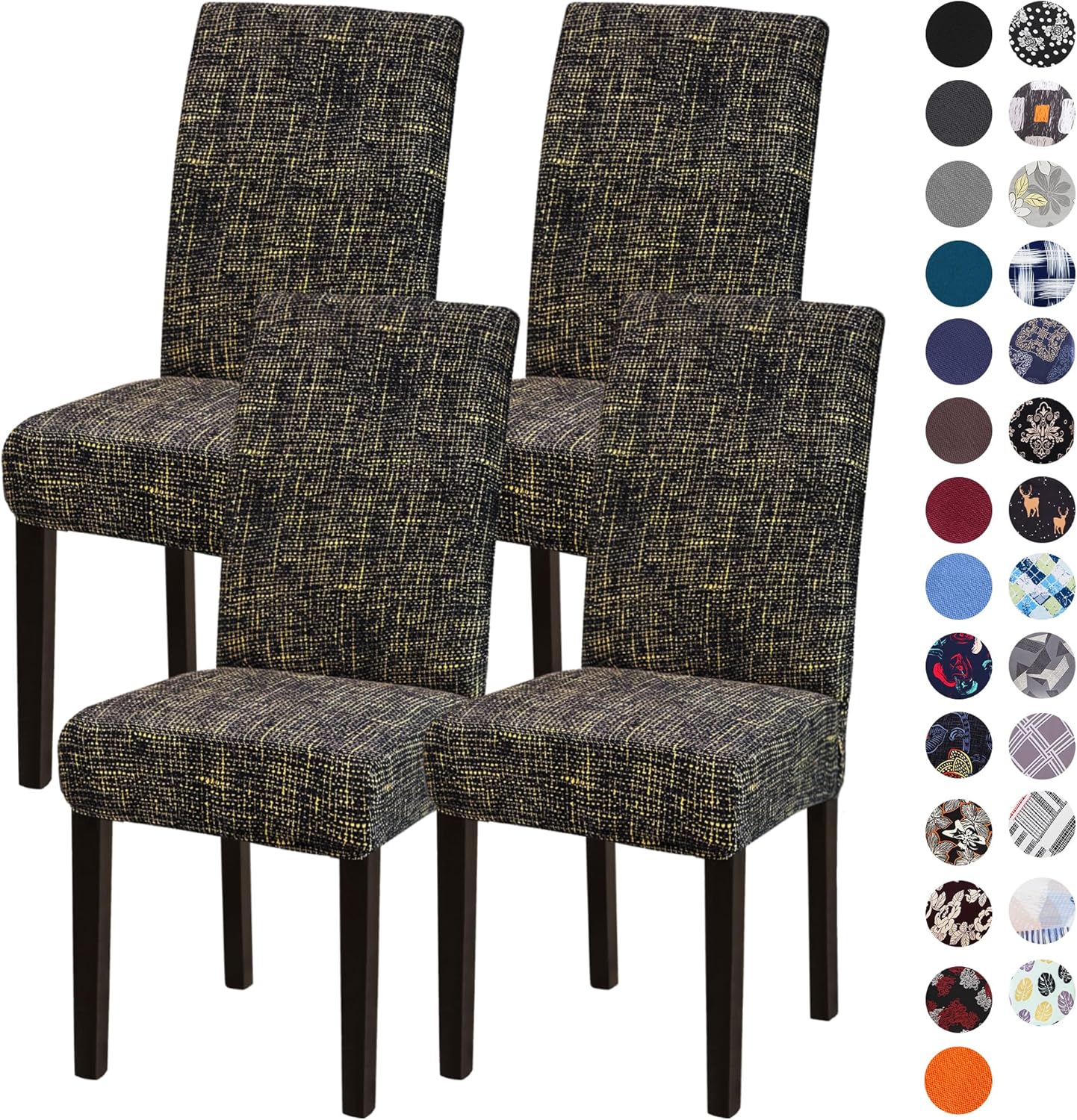 Sufdari Dining Chair Covers,Kitchen Cover,Parsons Slipcover,Spandex Protectors for Room Stretch Chairs Cover Set of 4 -Gray