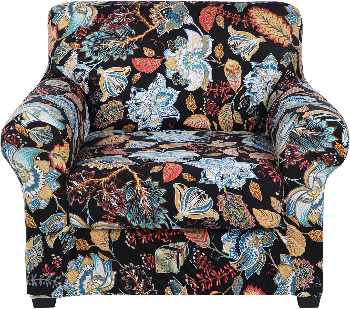 hyha Couch Covers, Chair/Sofa Covers, Floral Pattern, Stretch, Printed, 2 Pieces, Armchair Slipcover, Separate Couch Cushion Slipcover, Furniture Protector for Dogs(Armchair, Paisley Floral)