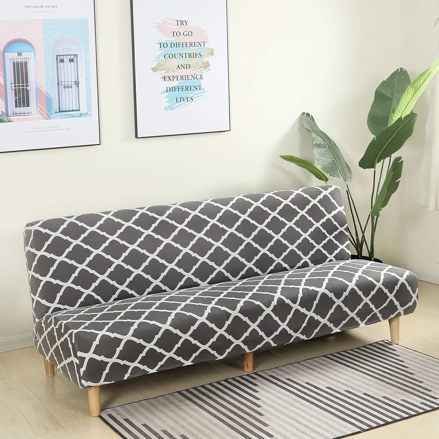 Armless Sofa Cover Futon Slipcover
