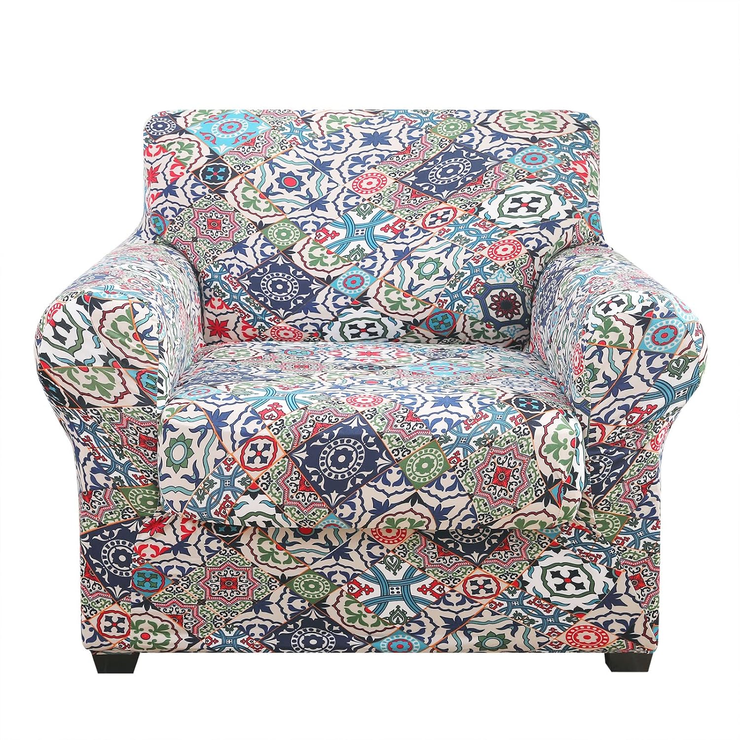 hyha Couch Covers, Chair/Sofa Covers, Floral Pattern, Stretch, Printed, 2 Pieces, Armchair Slipcover, Separate Couch Cushion Slipcover, Furniture Protector for Dogs(Armchair, Paisley Floral)