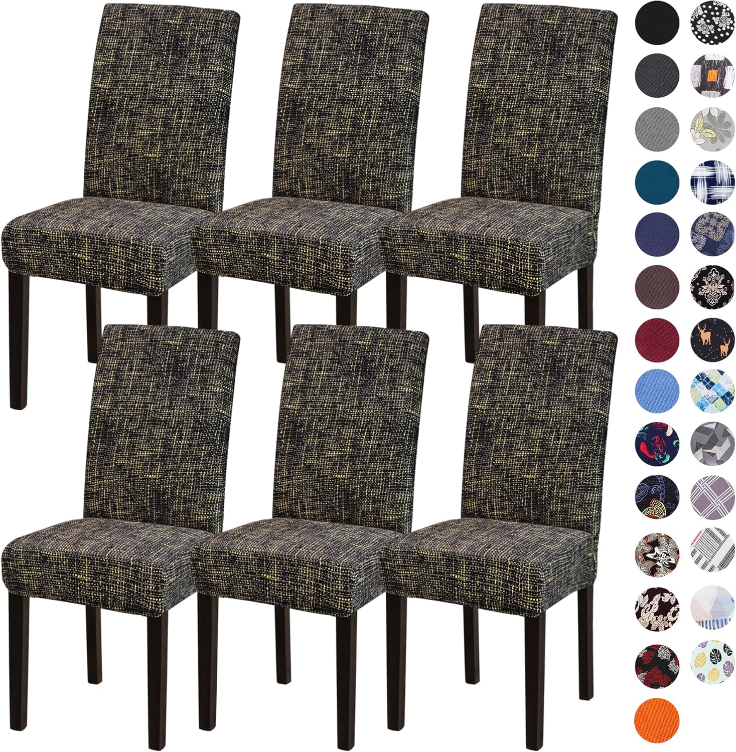 Sufdari Dining Chair Covers,Kitchen Cover,Parsons Slipcover,Spandex Protectors for Room Stretch Chairs Cover Set of 4 -Gray