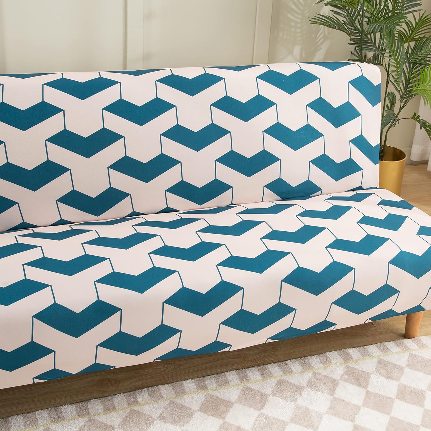 Armless Futon Slipcovers Stretch Folding Sofa