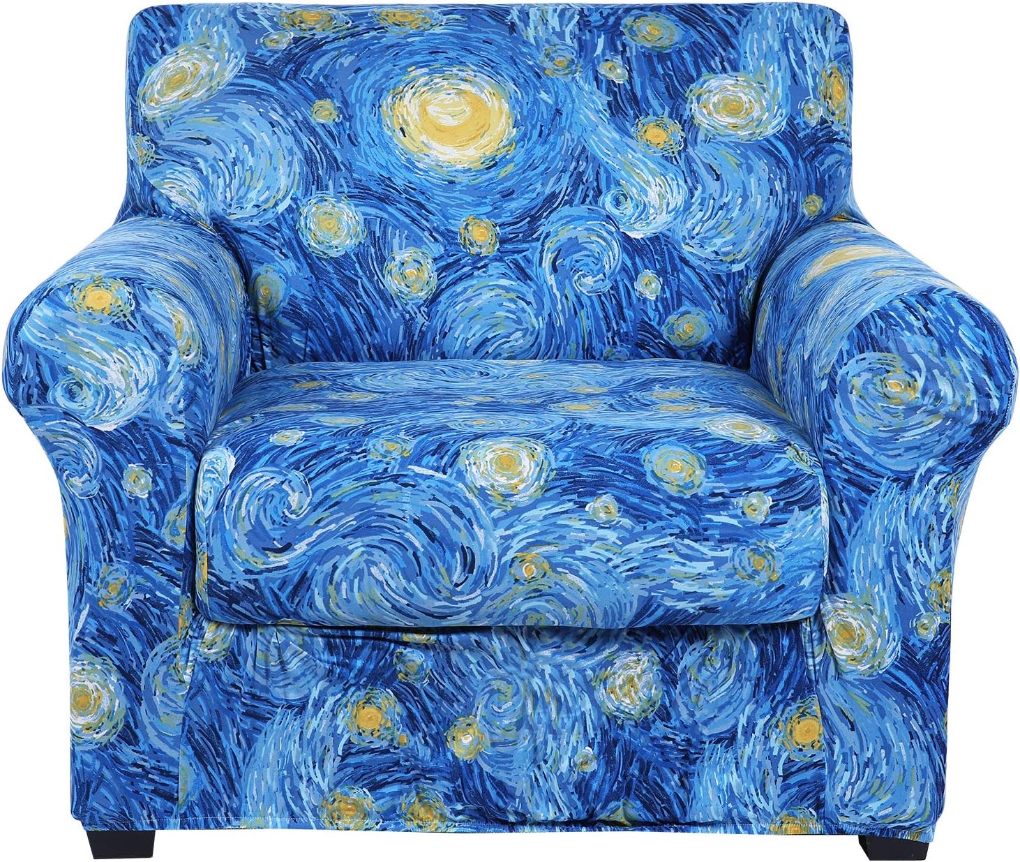 hyha Couch Covers, Chair/Sofa Covers, Floral Pattern, Stretch, Printed, 2 Pieces, Armchair Slipcover, Separate Couch Cushion Slipcover, Furniture Protector for Dogs(Armchair, Paisley Floral)