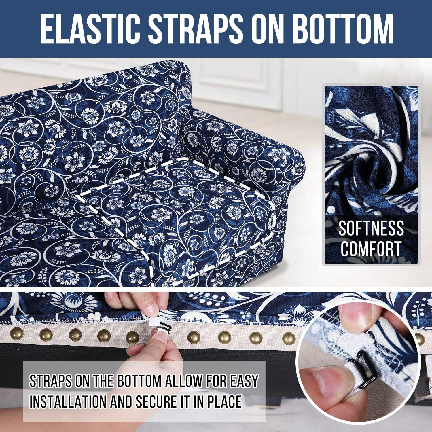 hyha Couch Covers, Chair/Sofa Covers, Floral Pattern, Stretch, Printed, 2 Pieces, Armchair Slipcover, Separate Couch Cushion Slipcover, Furniture Protector for Dogs(Armchair, Paisley Floral)