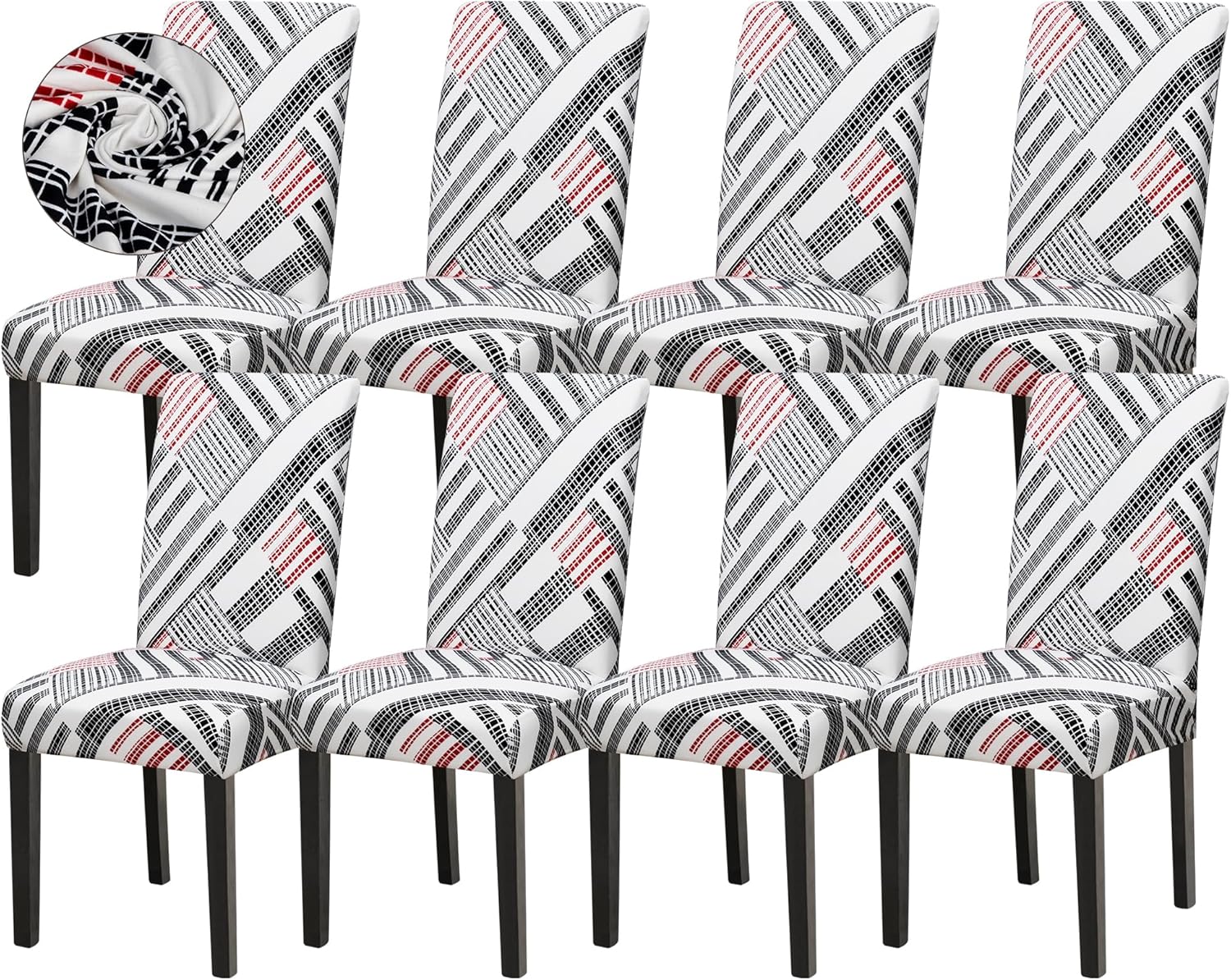 Sufdari Dining Chair Covers,Kitchen Cover,Parsons Slipcover,Spandex Protectors for Room Stretch Chairs Cover Set of 4 -Gray