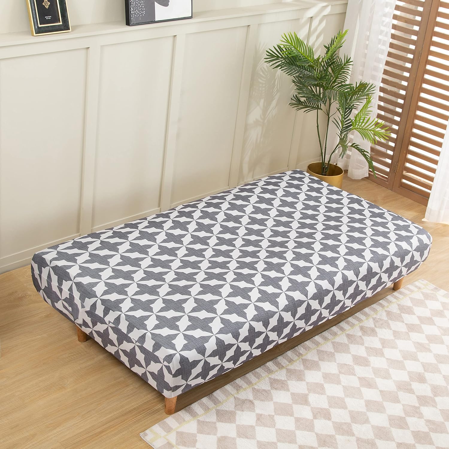 Armless Futon Slipcovers Stretch Folding Sofa