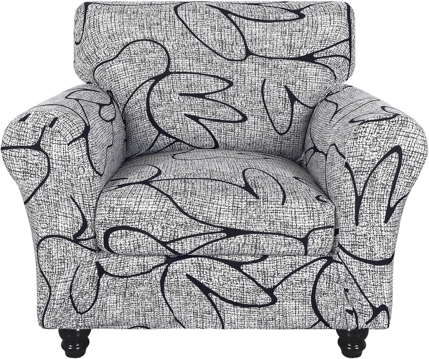 SearchI Stretch Sofa Cover Printed Couch Covers, Floral Pattern 2 Piece Armchair Slipcover with Separate Chair Cushion Cover, Washable Furniture Protector for Living Room(Armchair, Ball Flower)