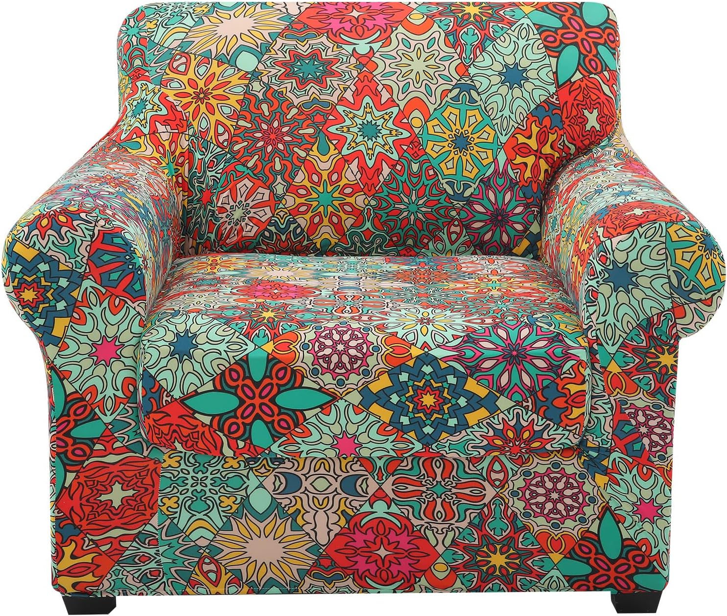 hyha Couch Covers, Chair/Sofa Covers, Floral Pattern, Stretch, Printed, 2 Pieces, Armchair Slipcover, Separate Couch Cushion Slipcover, Furniture Protector for Dogs(Armchair, Paisley Floral)