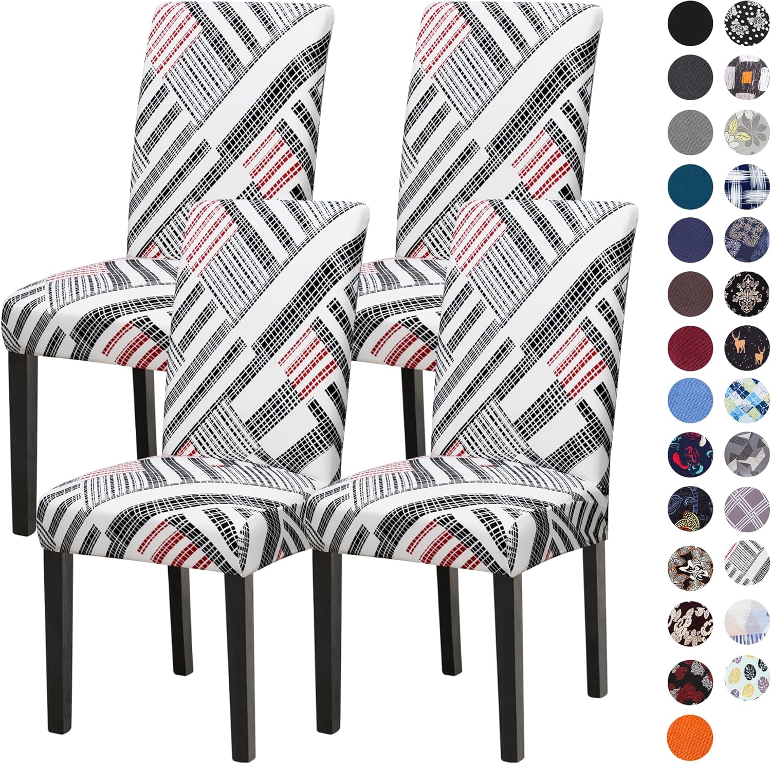 Sufdari Dining Chair Covers,Kitchen Cover,Parsons Slipcover,Spandex Protectors for Room Stretch Chairs Cover Set of 4 -Gray