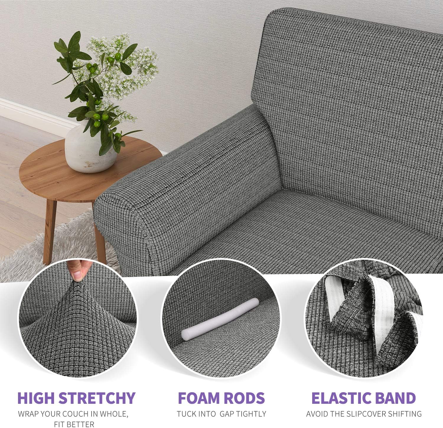 ZNSAYOTX Chair Slipcovers with Arms for Living Room High Stretchy Spandex Pet Friendly Armchair Furniture Protection Covers (Black and White, Chair)