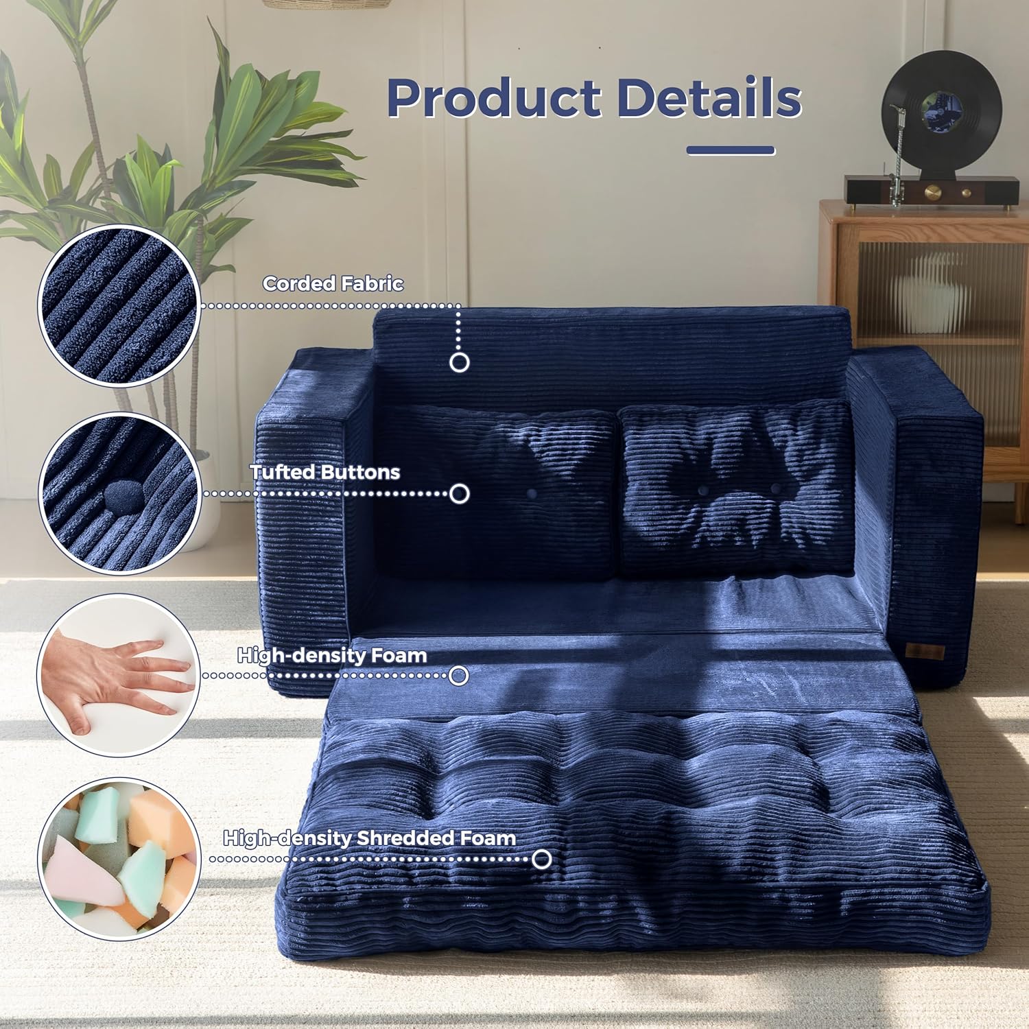 Convertible Sofa Bed, Pull Out Loveseat