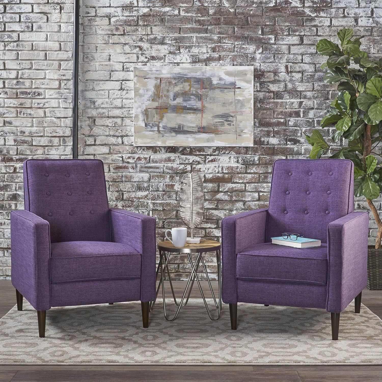 Modern Fabric Recliners, 2-Pcs Set