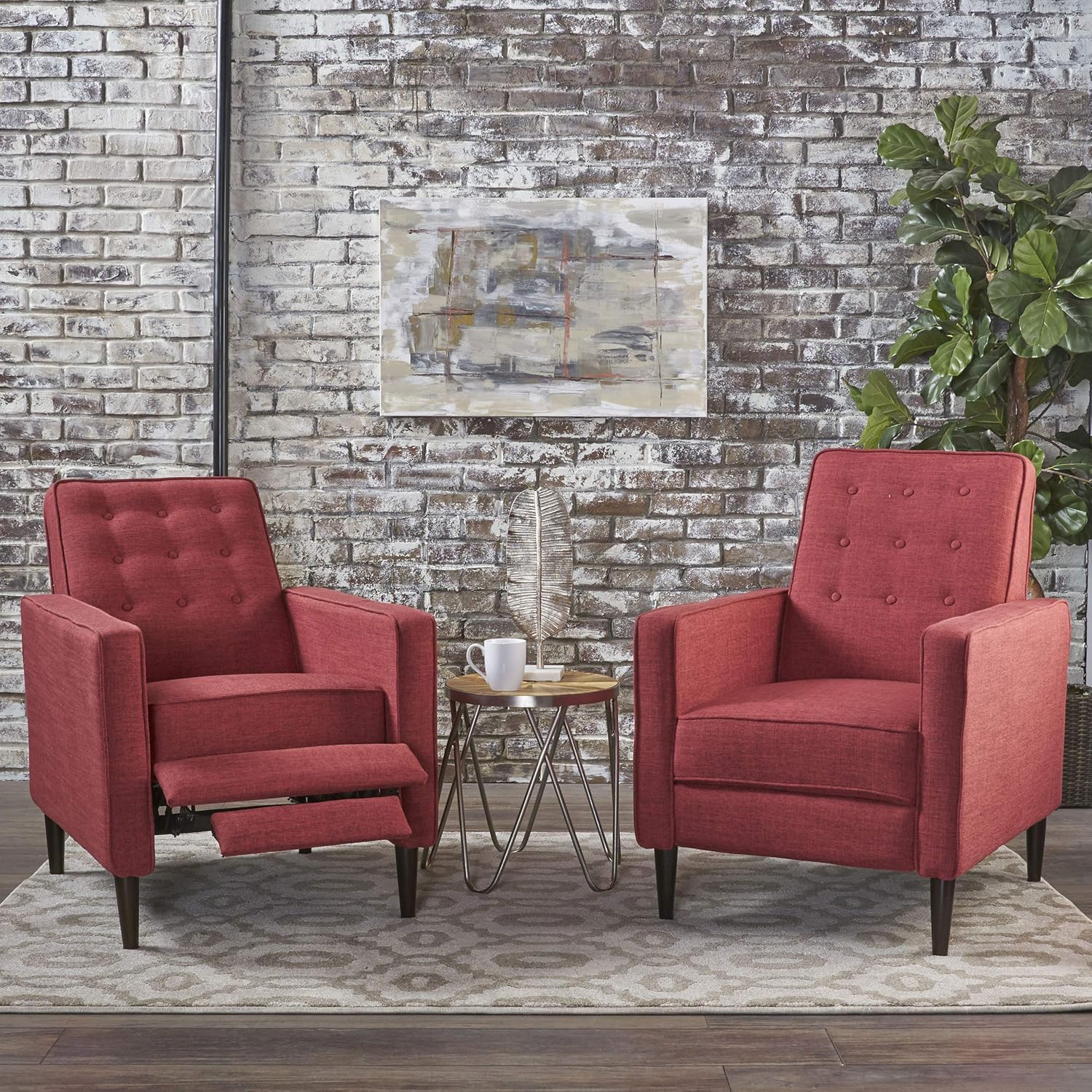 Modern Fabric Recliners, 2-Pcs Set