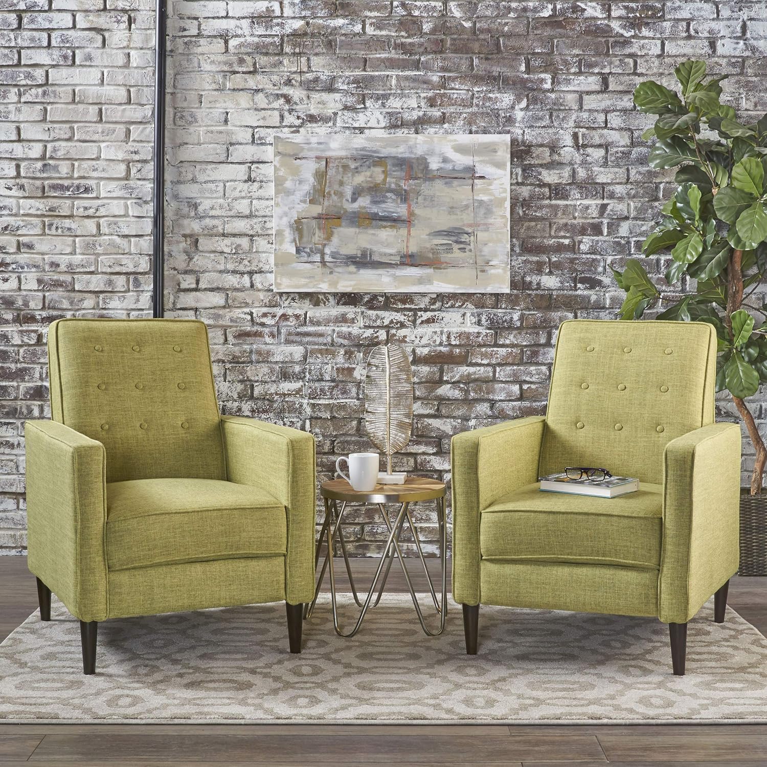 Modern Fabric Recliners, 2-Pcs Set