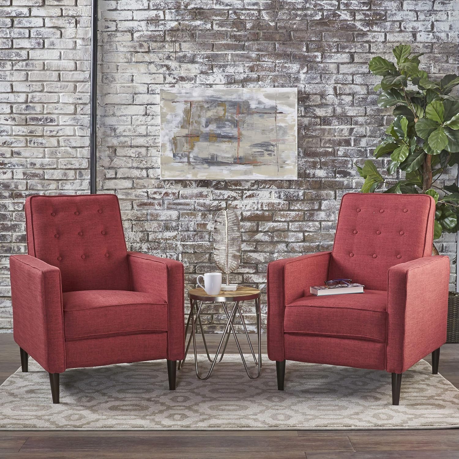 Modern Fabric Recliners, 2-Pcs Set