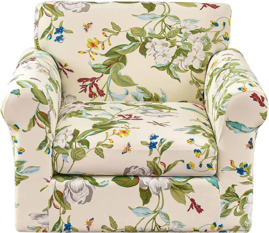 2 Piece Chair Covers Printed Sofa Covers Couch Covers Washable Armchair Sofa Couch Slipcover Furniture Protector with Elastic Bottom for Living Room (Armchair, 28), Small