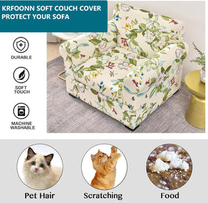 2 Piece Chair Covers Printed Sofa Covers Couch Covers Washable Armchair Sofa Couch Slipcover Furniture Protector with Elastic Bottom for Living Room (Armchair, 28), Small